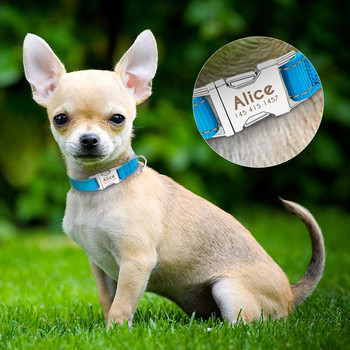 Personazlied нашийник за кучета Найлонови светлоотразителни нашийници за домашни любимци Персонализиран нашийник за домашни любимци с анти-изгубен етикет за малки и средни кучета