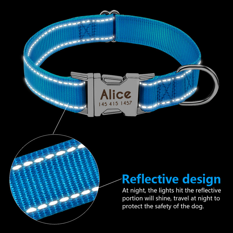 Personazlied pseća ogrlica Najlonska reflektirajuća ogrlica za pse Prilagođena ogrlica za kućne ljubimce s oznakom protiv gubitka za male srednje pse