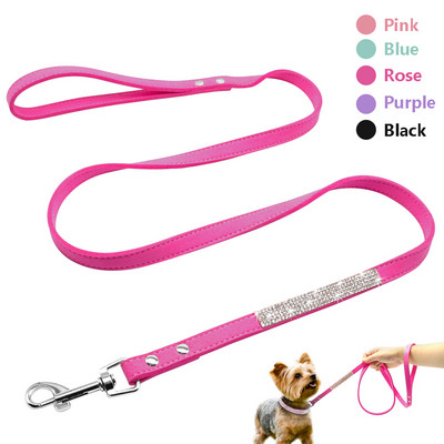 Modes Rhinestone suņu siksna Pet Bling Spīdīgs kaķis kucēns pastaigu pavadas maziem suņiem Kaķiem Čivava Jorkšīras Teddy 120cm