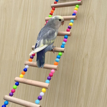 Папагали Дървени стълби Играчка за катерене Висящи цветни дървени мъниста Стойка за катерене Птици Консумативи