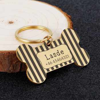 STVK Stripe Pet Tag Cat Dogs Collar Personalized Plate Accessories Medal Custom Kitten Puppy Name Number Гравирани надписи Dog