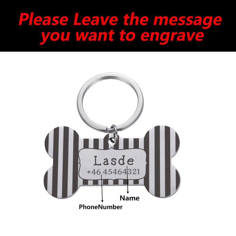 STVK Stripe Etichetă pentru animale de companie Pisică Guler pentru câini Accesorii farfurie personalizate Medalie Personalizată Pisicuță Număr Cățeluș Număr Gravat Scriere Câine