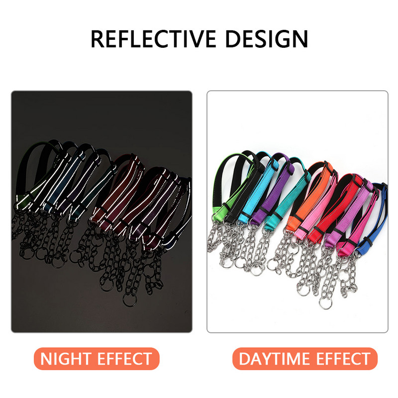 Nerūdijančio plieno grandinės Martingale antkaklis – Nerūdijančio plieno grandinės atspindintis nailono audinys naminių gyvūnėlių antkakliai mažiems vidutinio dydžio šunims