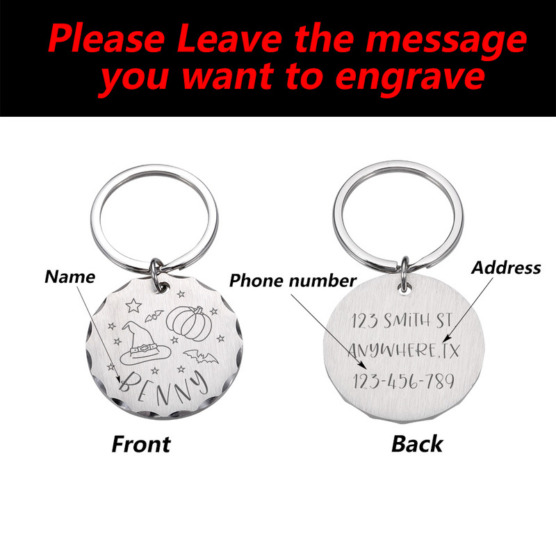 Kohandatud koera ID sildid graveeringuga nimega Isikupärastatud nimesilt Aadress Kassi kaelarihm Koerad Lemmikloomad Aksessuaarid Kassitarbed Tooted