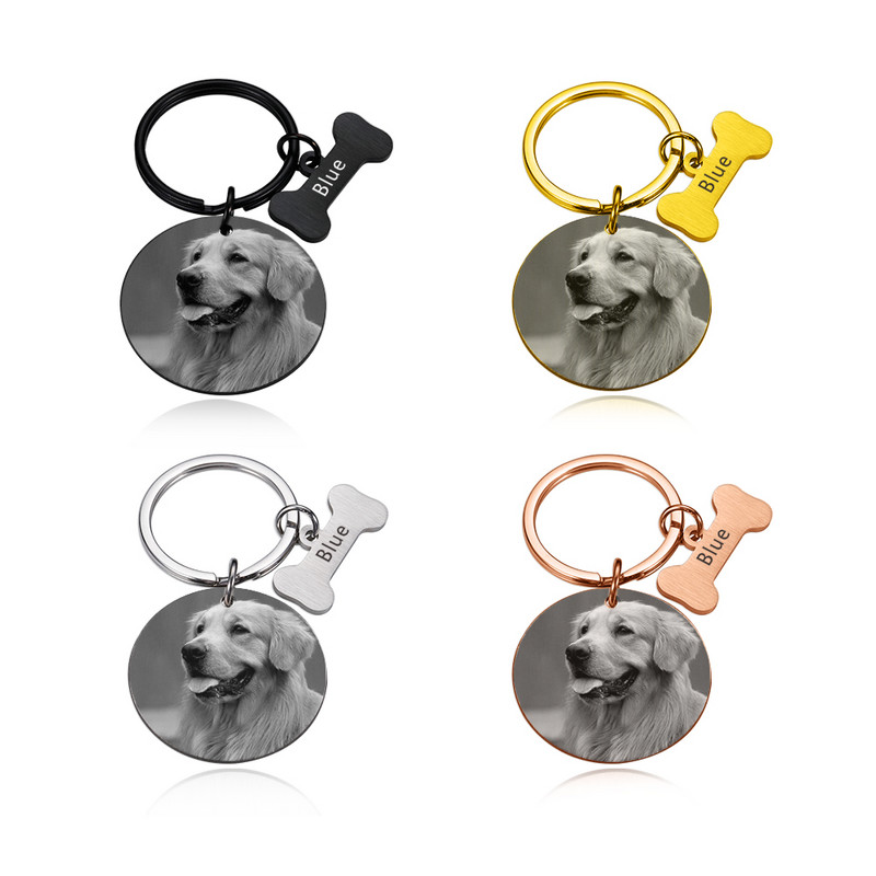 Etichetă personalizată pentru câini Etichete de identificare gravate cu fotografii din oțel inoxidabil Guler pentru câini Plăcuță de identificare pentru animale de companie Personalizare pandantiv pentru animalele de companie decedate