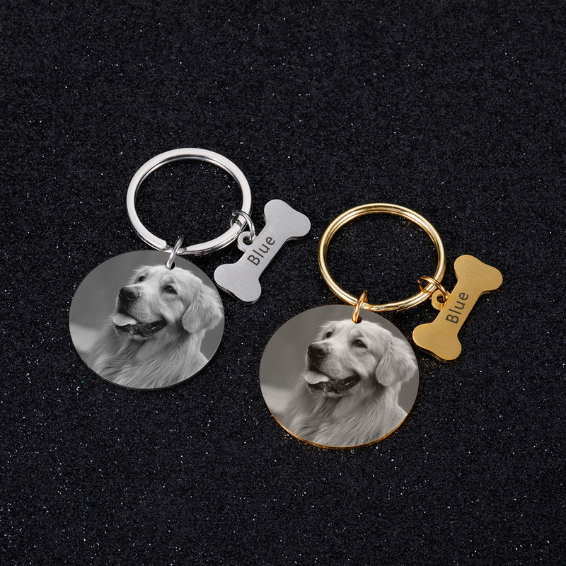 Etichetă personalizată pentru câini Etichete de identificare gravate cu fotografii din oțel inoxidabil Guler pentru câini Plăcuță de identificare pentru animale de companie Personalizare pandantiv pentru animalele de companie decedate