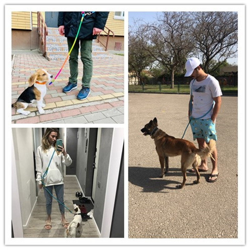 Šunų pavadėlis, pavadėlis, pavadėlis, skirtas šunims, vaikštantiems, pririštiems ant pečių, laisvų rankų pavadėliai Bėgiojančio šuns grandinėlė Daugiafunkcis pavadėlis su dviem galvutėmis