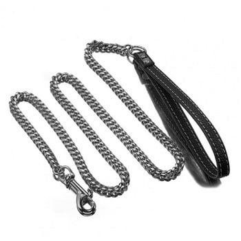 Traction Leash Faux Leather Δυνατό Μεταλλικό Κούβα από ανοξείδωτο ατσάλι Αλυσίδα για κατοικίδια για σκύλο