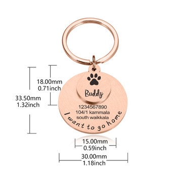 Безплатен гравиран етикет за идентификация на домашно куче Персонализиран етикет за идентификация на котка Кученце Аксесоари за нашийник за домашни кучета Персонализирани кучета Анти-загубени етикети с имена Висулка