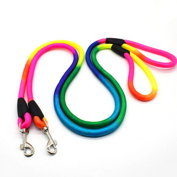 1Pcs Rainbow Nylon Dog Leash Training Dog Персонализирана каишка за каишка за каишка Яка 130 см Висококачествен колан за кучета Цвят на случаен принцип