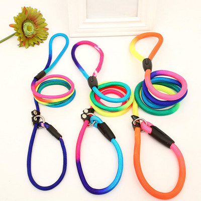 1db szivárvány nylon kutyapóráz kiképző kutya személyre szabott póráz ólompánt nyakörv 130cm kiváló minőségű kutyahám szín véletlenszerűen