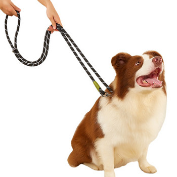 CAWAYI KENNEL Ανακλαστικά νάιλον διπλά λουριά Pet Dogs Αλυσίδα έλξης σχοινιού για τρέξιμο Ελεύθερα χέρια Αλυσίδα σχοινιού για μεγάλο σκύλο