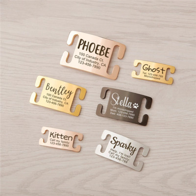 Personalizēti nerūsējošā tērauda mājdzīvnieku kaķu suņa ID tagu apkakles piederumi, pielāgoti iegravēti kaklarotas piederumi suņu birkas nosaukumam Produkti