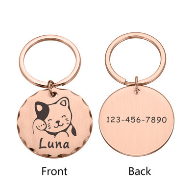 Isikupärastatud koera kaelarihm kassi rakmed kaelakee ID sildid kaotsiminekuvastase koera medali jaoks graveeritud nimenumbriga kassipoja kutsika jaoks