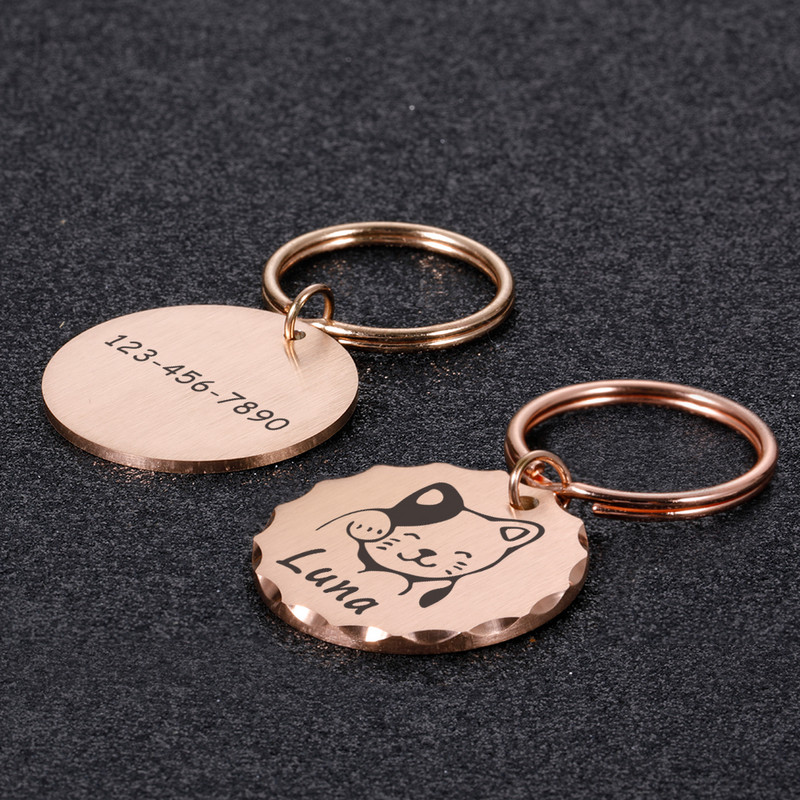 Isikupärastatud koera kaelarihm kassi rakmed kaelakee ID sildid kaotsiminekuvastase koera medali jaoks graveeritud nimenumbriga kassipoja kutsika jaoks