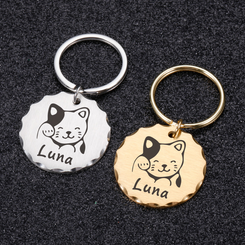 Isikupärastatud koera kaelarihm kassi rakmed kaelakee ID sildid kaotsiminekuvastase koera medali jaoks graveeritud nimenumbriga kassipoja kutsika jaoks