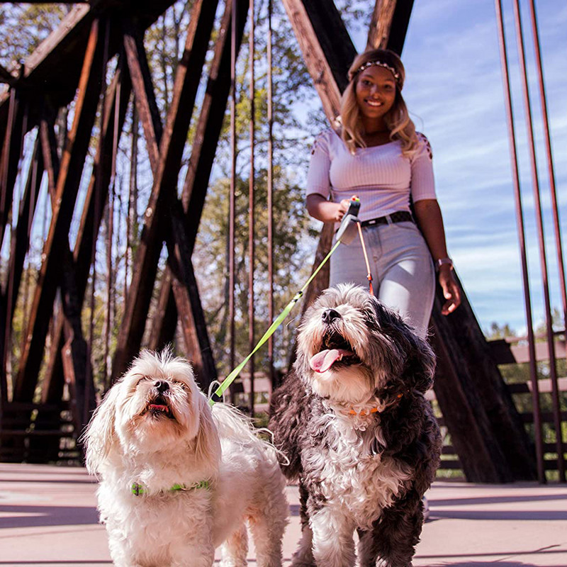 Frânghie de tracțiune cu două capete, retractabilă automată, reflectorizantă, lanț pentru câini, cu două lesă, pentru animale de companie, frânghie de patrulă pentru căței