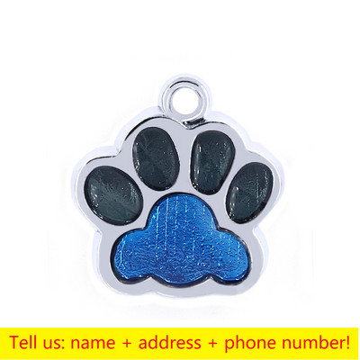 Εξατομικευμένα σκυλιά Anti-lost Έγχρωμο πόδι γάτας εκτύπωση ετικετών ταυτότητας κατοικίδιου Όνομα σκύλου Προσαρμοσμένο κολάρο μενταγιόν Κρεμαστό κουτάβι Αξεσουάρ