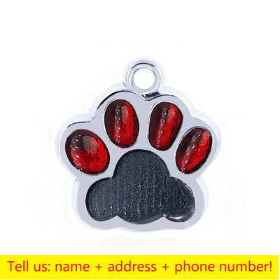 Εξατομικευμένα σκυλιά Anti-lost Έγχρωμο πόδι γάτας εκτύπωση ετικετών ταυτότητας κατοικίδιου Όνομα σκύλου Προσαρμοσμένο κολάρο μενταγιόν Κρεμαστό κουτάβι Αξεσουάρ