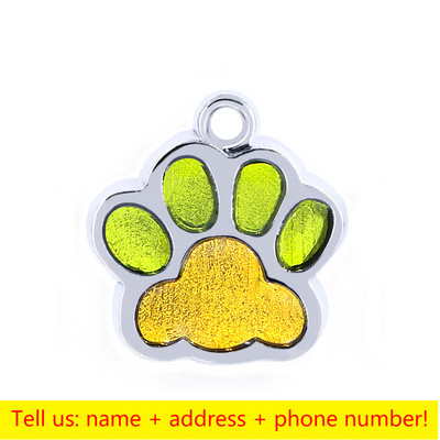 Εξατομικευμένα σκυλιά Anti-lost Έγχρωμο πόδι γάτας εκτύπωση ετικετών ταυτότητας κατοικίδιου Όνομα σκύλου Προσαρμοσμένο κολάρο μενταγιόν Κρεμαστό κουτάβι Αξεσουάρ