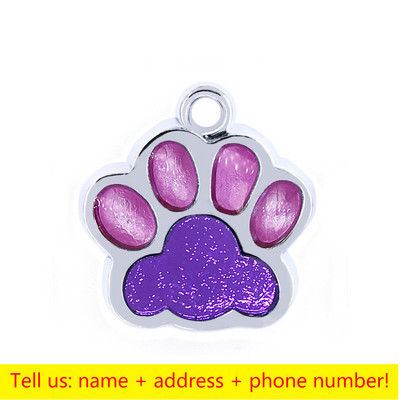 Εξατομικευμένα σκυλιά Anti-lost Έγχρωμο πόδι γάτας εκτύπωση ετικετών ταυτότητας κατοικίδιου Όνομα σκύλου Προσαρμοσμένο κολάρο μενταγιόν Κρεμαστό κουτάβι Αξεσουάρ