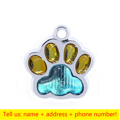 Εξατομικευμένα σκυλιά Anti-lost Έγχρωμο πόδι γάτας εκτύπωση ετικετών ταυτότητας κατοικίδιου Όνομα σκύλου Προσαρμοσμένο κολάρο μενταγιόν Κρεμαστό κουτάβι Αξεσουάρ