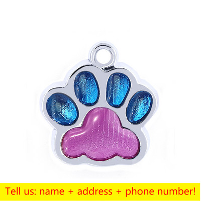 Εξατομικευμένα σκυλιά Anti-lost Έγχρωμο πόδι γάτας εκτύπωση ετικετών ταυτότητας κατοικίδιου Όνομα σκύλου Προσαρμοσμένο κολάρο μενταγιόν Κρεμαστό κουτάβι Αξεσουάρ