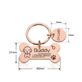 Προσαρμοσμένη ετικέτα ταυτότητας σκύλου κατοικίδιων ζώων Σήμα κουταβιού Bone Εξατομικευμένο όνομα Δωρεάν λέιζερ για κολάρο σκύλου για γάτες Κρεμαστό αξεσουάρ για τυχερό μετάλλιο