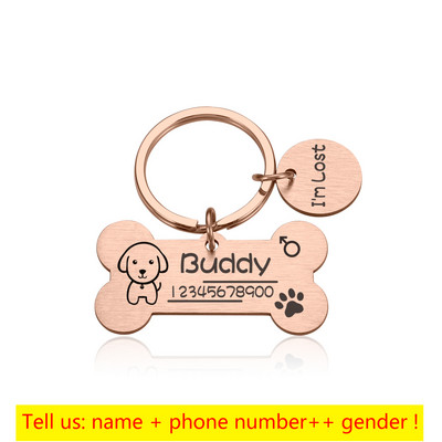 Pielāgota mājdzīvnieku suņa identifikācijas zīme kucēna kaula nozīmīte personalizēta vārda bezmaksas lāzers suņu kakla siksnai kaķiem Kulonu Lucky medaļa aksesuāri