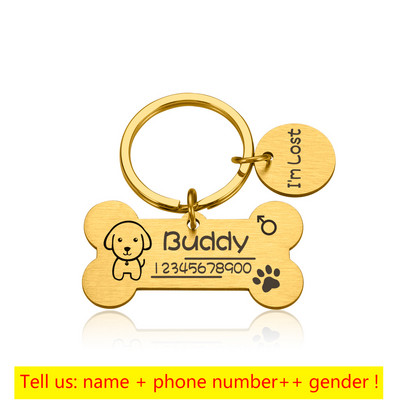 Pielāgota mājdzīvnieku suņa identifikācijas zīme kucēna kaula nozīmīte personalizēta vārda bezmaksas lāzers suņu kakla siksnai kaķiem Kulonu Lucky medaļa aksesuāri
