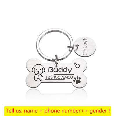 Pielāgota mājdzīvnieku suņa identifikācijas zīme kucēna kaula nozīmīte personalizēta vārda bezmaksas lāzers suņu kakla siksnai kaķiem Kulonu Lucky medaļa aksesuāri