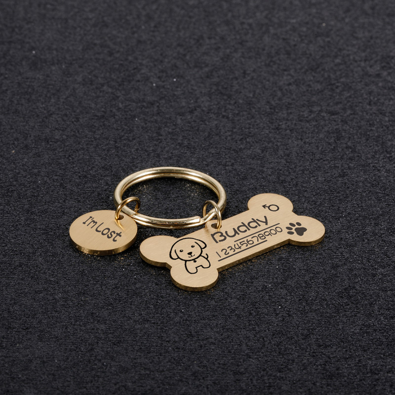 Pielāgota mājdzīvnieku suņa identifikācijas zīme kucēna kaula nozīmīte personalizēta vārda bezmaksas lāzers suņu kakla siksnai kaķiem Kulonu Lucky medaļa aksesuāri