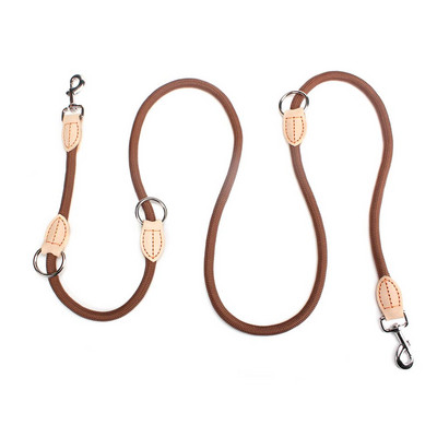 Lesă dublă multifuncțională P guler cu lanț Două lese pentru câini, nailon, reglabil, lungi, pentru dresaj pentru câini, frânghie pentru câini legată pentru animale de companie