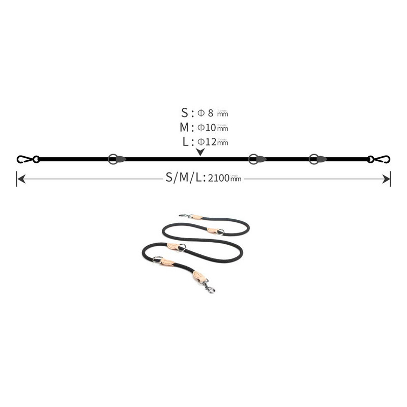 Lesă dublă multifuncțională P guler cu lanț Două lese pentru câini, nailon, reglabil, lungi, pentru dresaj pentru câini, frânghie pentru câini legată pentru animale de companie