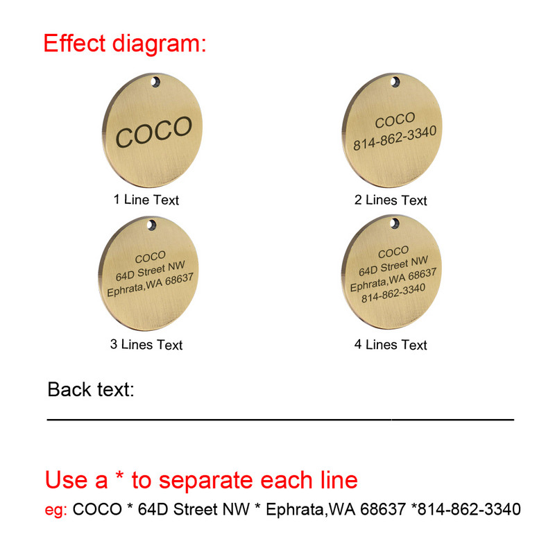 Etichete de identificare pentru câini de companie din oțel inoxidabil Etichetă cu nume personalizată pentru câine, pisică, gravată personalizată, pandantiv anti-pierdere, accesorii pentru guler pentru câine de companie