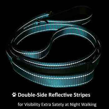 6ft Dog Leash Heavy Duty Rope Reflective Pet Training Lead Lead Lead с подплатена двойна дръжка за контрол на трафика за големи средни кучета