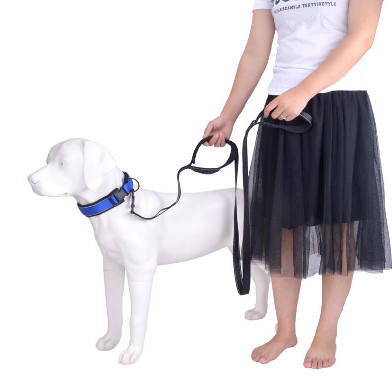 Lesă pentru câini de 6 ft Coarda rezistentă, reflectorizătoare pentru dresaj pentru animale de companie, cu mâner dublu căptușit, controlul traficului pentru câini de talie medie, mari