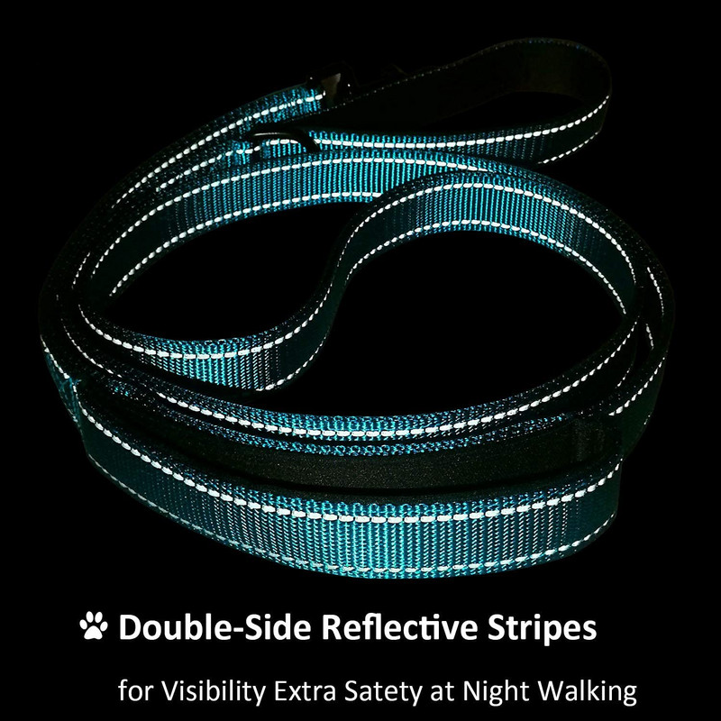 Lesă pentru câini de 6 ft Coarda rezistentă, reflectorizătoare pentru dresaj pentru animale de companie, cu mâner dublu căptușit, controlul traficului pentru câini de talie medie, mari