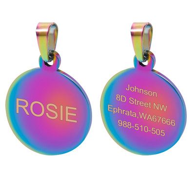 Etichete de identificare pentru câini pisici din oțel inoxidabil Etichetă de identificare militară rotundă osoasă personalizată etichete anti-pierdere gravate Accesorii personalizate pentru guler pentru animale de companie