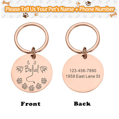 Etichete personalizate pentru numele animalelor de companie Personalizare Etichetă din oțel strălucitoare Etichete pentru câini pentru animale de companie de Halloween Accesoriu pentru zgarda pentru pisici Colier gravat cu etichetă de identificare pentru a