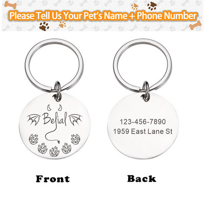 Etichete personalizate pentru numele animalelor de companie Personalizare Etichetă din oțel strălucitoare Etichete pentru câini pentru animale de companie de Halloween Accesoriu pentru zgarda pentru pisici Colier gravat cu etichetă de identificare pentru a
