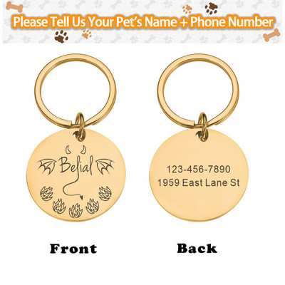 Etichete personalizate pentru numele animalelor de companie Personalizare Etichetă din oțel strălucitoare Etichete pentru câini pentru animale de companie de Halloween Accesoriu pentru zgarda pentru pisici Colier gravat cu etichetă de identificare pentru a