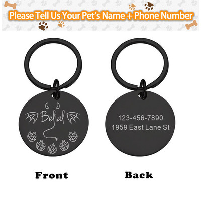 Etichete personalizate pentru numele animalelor de companie Personalizare Etichetă din oțel strălucitoare Etichete pentru câini pentru animale de companie de Halloween Accesoriu pentru zgarda pentru pisici Colier gravat cu etichetă de identificare pentru a