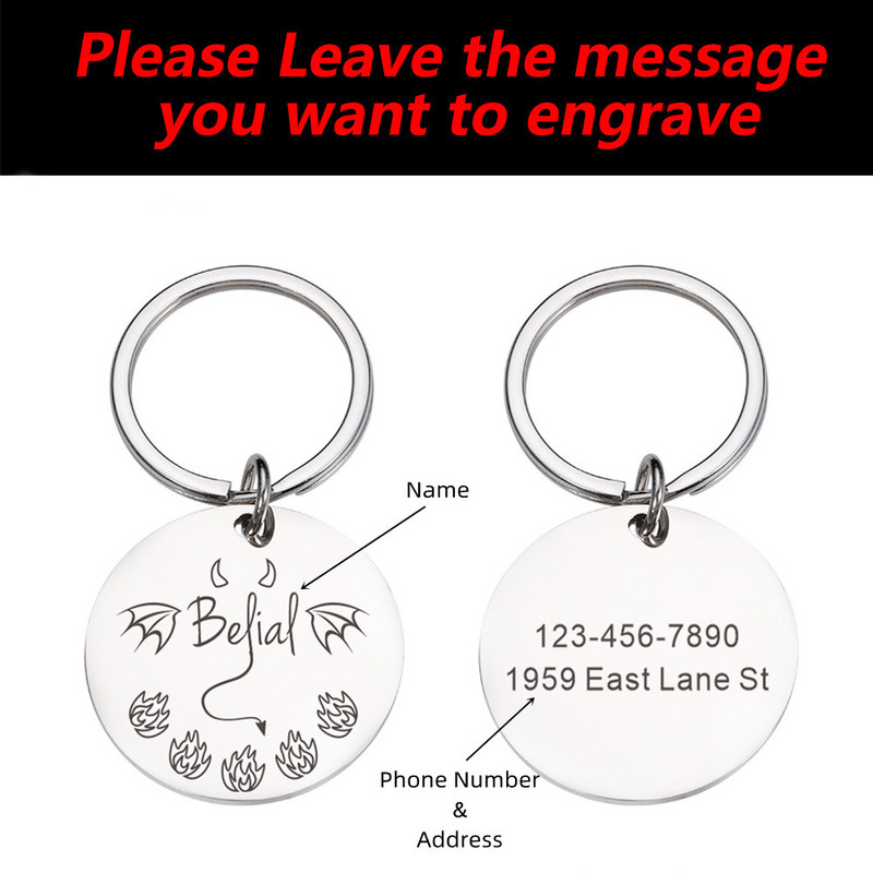 Etichete personalizate pentru numele animalelor de companie Personalizare Etichetă din oțel strălucitoare Etichete pentru câini pentru animale de companie de Halloween Accesoriu pentru zgarda pentru pisici Colier gravat cu etichetă de identificare pentru a