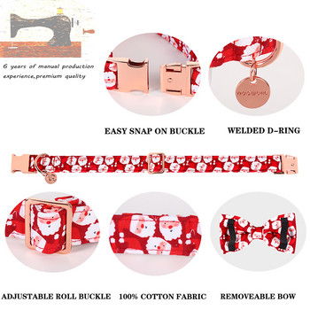 Уникален стил Лапи Персонализиран коледен нашийник за куче с панделка Червен нашийник за куче на Дядо Коледа Нашийник за куче с цветя Голямо средно малко куче