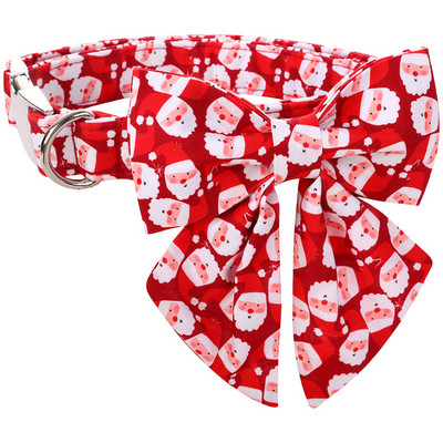 Guler de câine de Crăciun personalizat cu labele în stil unic cu fundă Roșu Moș Crăciun Guler de câine Guler de câine cu flori Mare Mediu Mic Câine