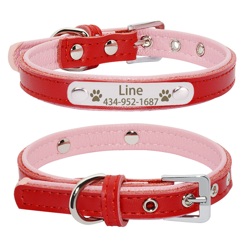 Εξατομικευμένη χαραγμένη ετικέτα ονόματος Κολάρο σκύλου για μικρούς μεσαίους μεγάλους σκύλους Προσαρμοσμένη πινακίδα ταυτότητας Μαλακό δερμάτινο Κολάρο σκύλου για κουτάβι γάτα