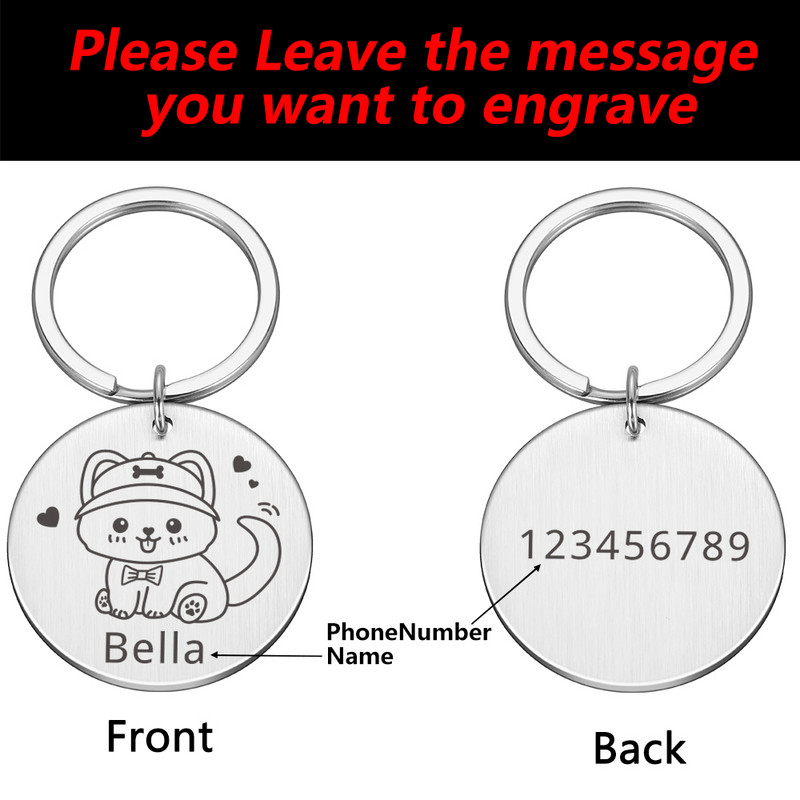 Accesorii personalizate pentru guler pentru etichetă de identificare pentru câine, pentru animale de companie, pisică, accesorii personalizate pentru colier gravat, articole de farmec pentru etichetă pentru câine, produse cu plăcuță cu nume