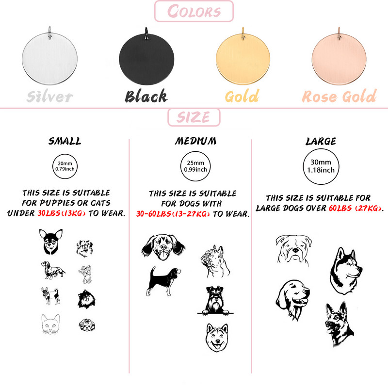 Accesorii personalizate pentru guler pentru etichetă de identificare pentru câine, pentru animale de companie, pisică, accesorii personalizate pentru colier gravat, articole de farmec pentru etichetă pentru câine, produse cu plăcuță cu nume