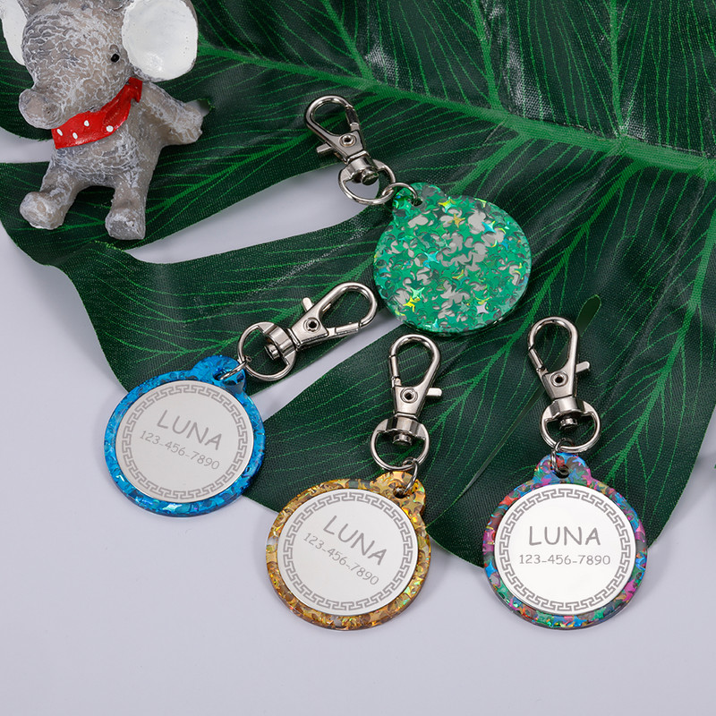 Etichete anti-pierdere pentru câini pentru pisici Etichetă personalizată pentru animale de companie Etichetă de identificare acrilică Accesorii personalizate pentru zgarda colorate Etichetă cu nume pentru animale Etichete de identificare pentru animale de 